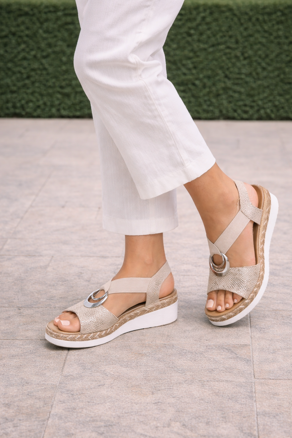 Ulrica | Women's Platform Strap Sandals with Decorative Ring Detail