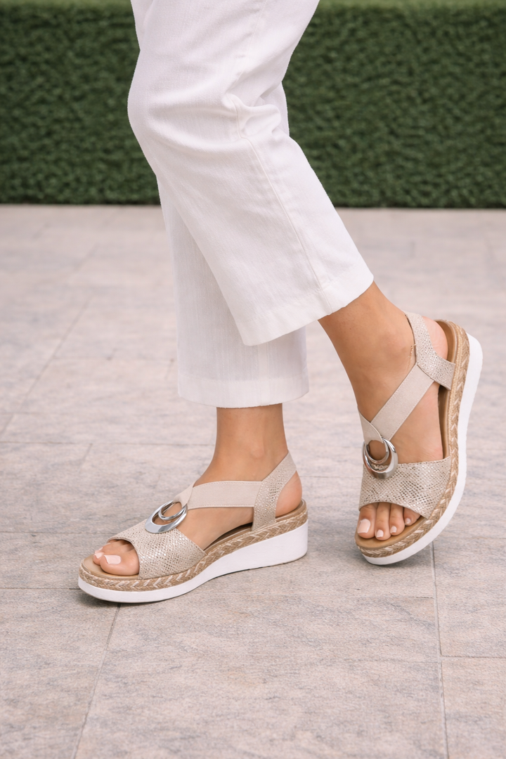 Ulrica | Women's Platform Strap Sandals with Decorative Ring Detail