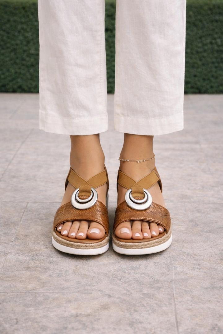 Ulrica | Women's Platform Strap Sandals with Decorative Ring Detail