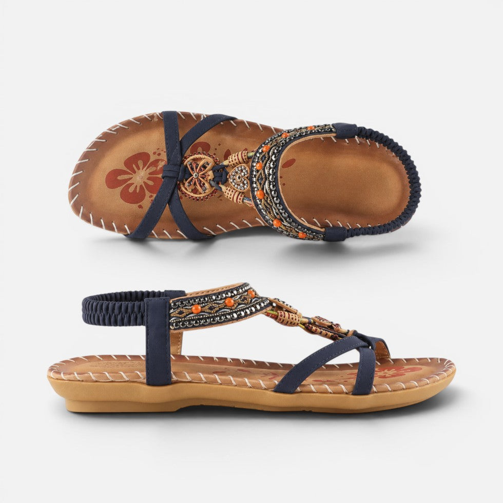 Thomasina | Women's Beaded Strap Flat Sandals