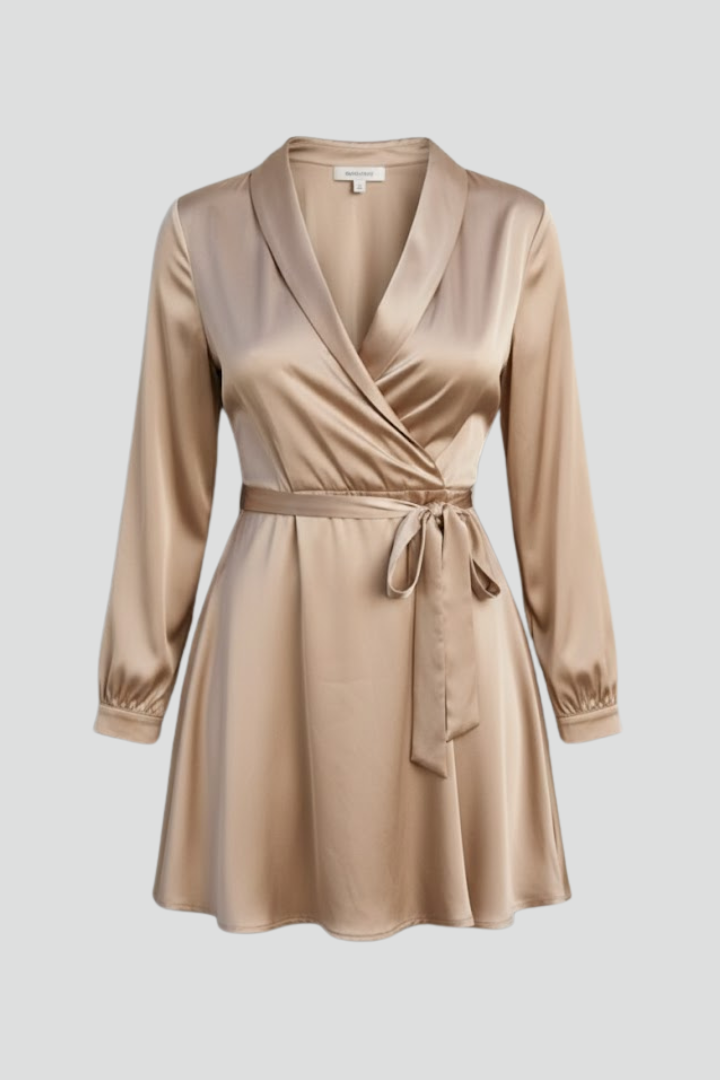 Melisande | Women's Mini Dress with V-Neck and Wrap Waist