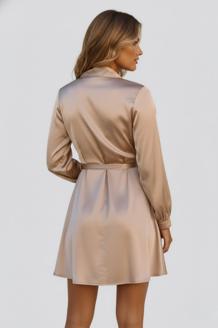 Melisande | Women's Mini Dress with V-Neck and Wrap Waist