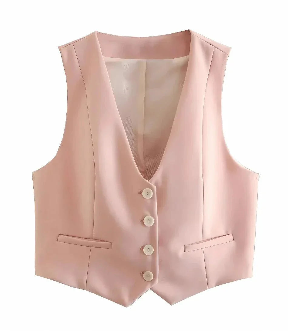 Anwen | Women's Tailored Vest and Wide Leg Pants Set