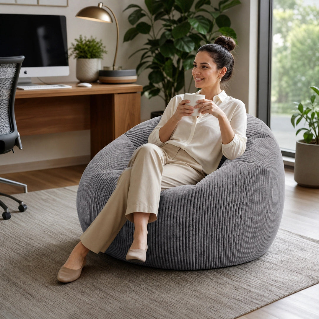 Dirkje | Corduroy Bean Bag Chair, Soft Lounge Seat for Living Room & Bedroom - image 8