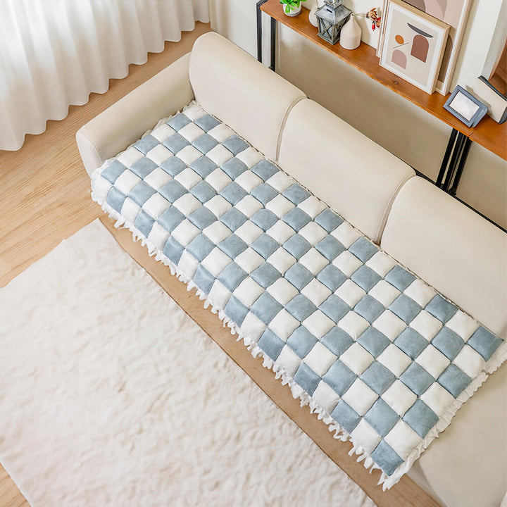 Kurnell | Cream Plaid Chenille Pet Mat and Couch Cover - image 22