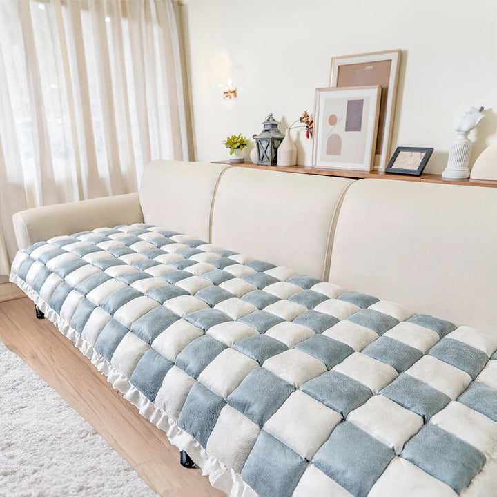 Kurnell | Cream Plaid Chenille Pet Mat and Couch Cover - image 20