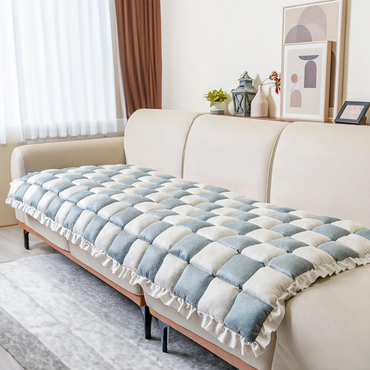 Kurnell | Cream Plaid Chenille Pet Mat and Couch Cover - image 21