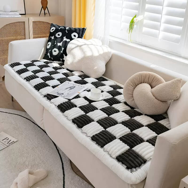 Kurnell | Cream Plaid Chenille Pet Mat and Couch Cover - image 3