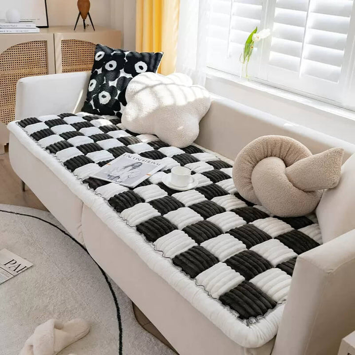 Kurnell | Cream Plaid Chenille Pet Mat and Couch Cover - image 3