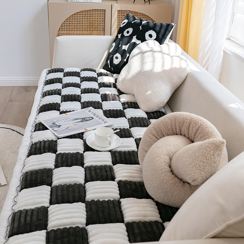 Kurnell | Cream Plaid Chenille Pet Mat and Couch Cover - image 10