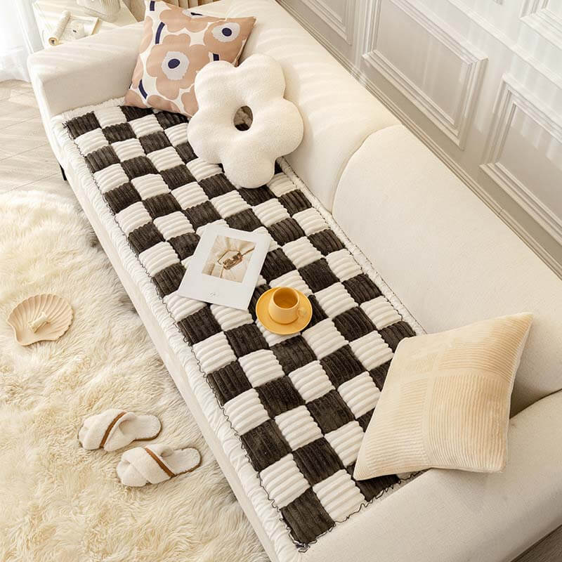 Kurnell | Cream Plaid Chenille Pet Mat and Couch Cover - image 16