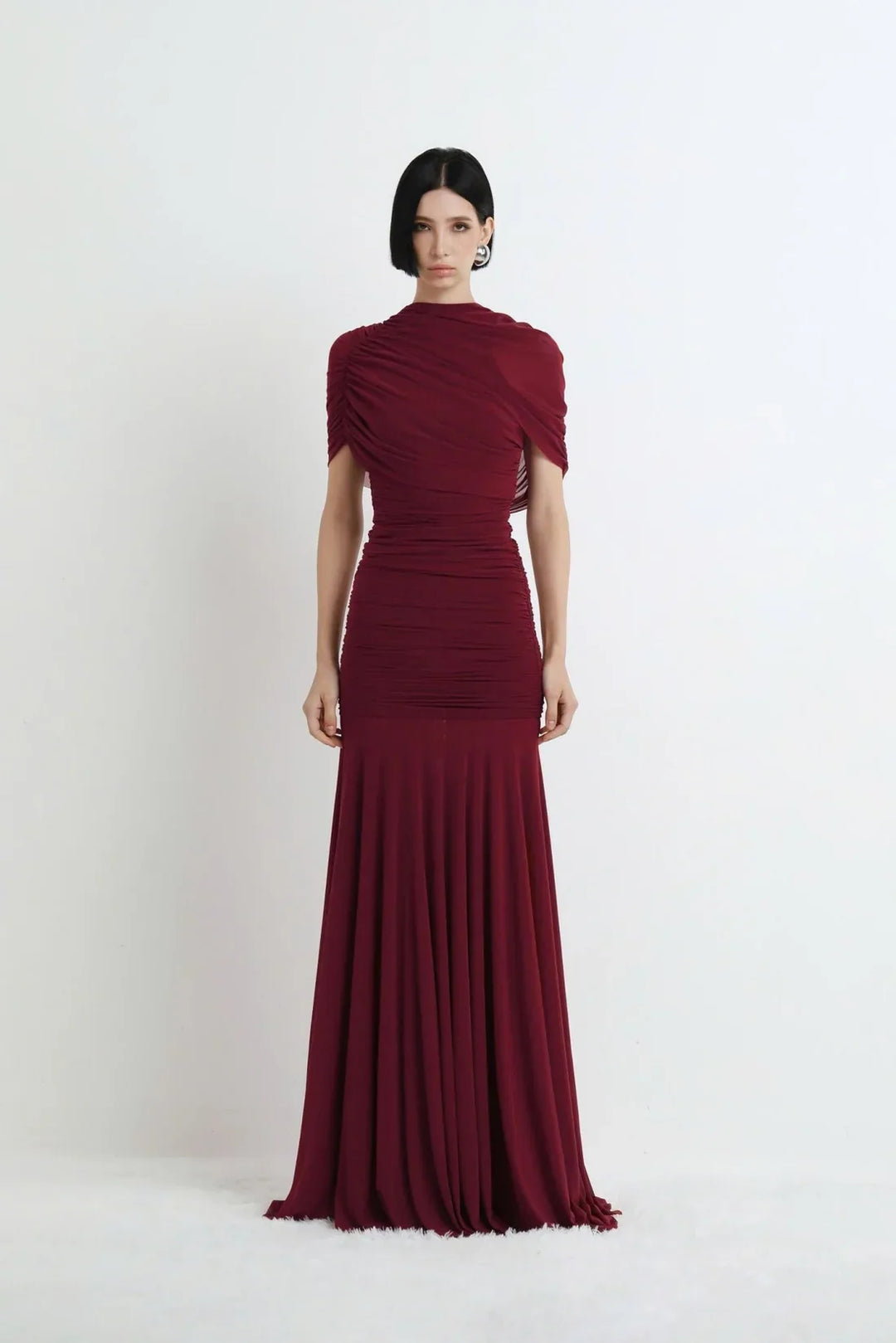 Lysandra | Women's Ruched Bodice Pleated Tulle Maxi Dress