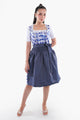 Gertraud | Women's Blue Gingham Oktoberfest Dirndl Midi Dress with Denim Apron - image 1
