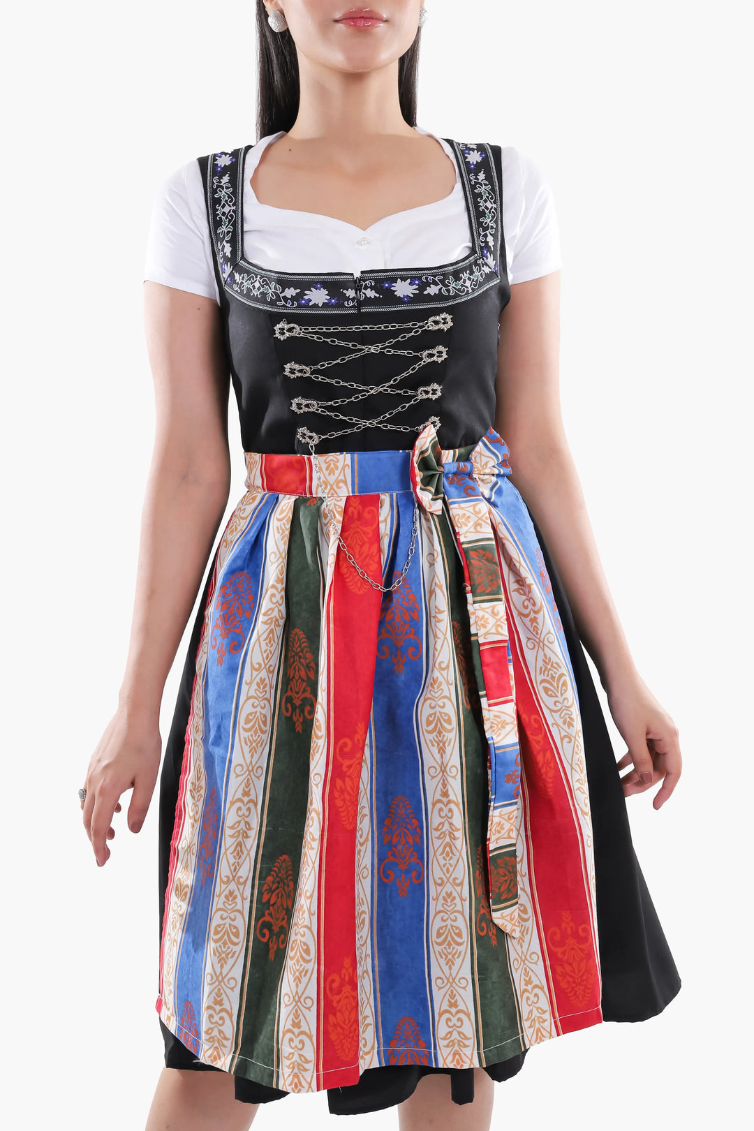 Theresia | Women's Oktoberfest Dirndl Maxi Dress with Striped Skirt - image 3