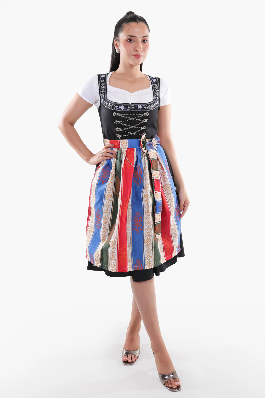 Theresia | Women's Oktoberfest Dirndl Maxi Dress with Striped Skirt - image 1