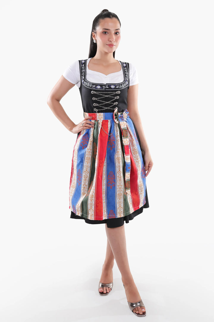 Theresia | Women's Oktoberfest Dirndl Maxi Dress with Striped Skirt - image 1