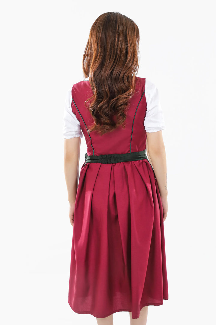Zita | Women's Oktoberfest Dirndl Midi Dress with Berry Bodice and Floral Trim - image 8