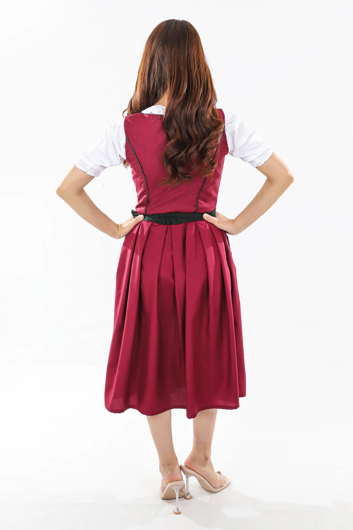 Zita | Women's Oktoberfest Dirndl Midi Dress with Berry Bodice and Floral Trim - image 7