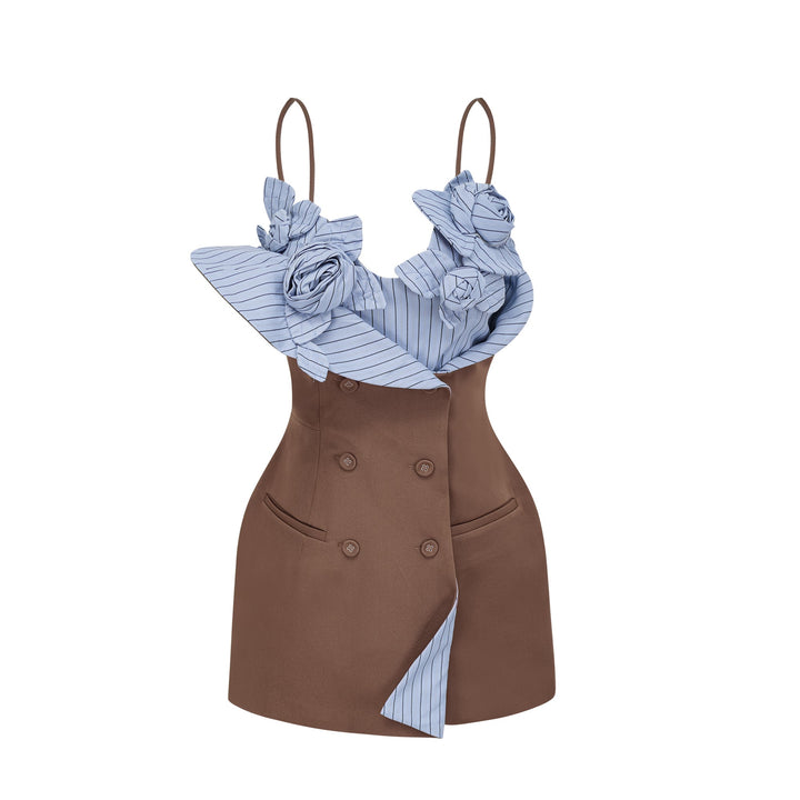 Bridget | Women's Johanna Brown Floral Panelled Mini Dress (Final -US Only)