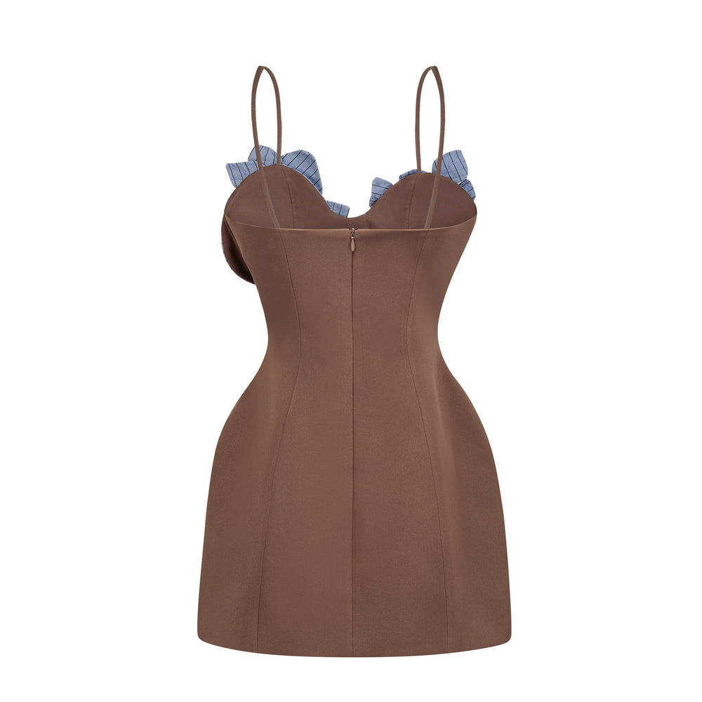 Bridget | Women's Johanna Brown Floral Panelled Mini Dress (Final -US Only)