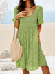 Elettra floral a-line midi dress, round neck, flutter sleeves