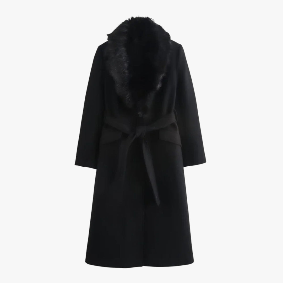 Evangeline | Women's Faux Collar Belted Winter Coat