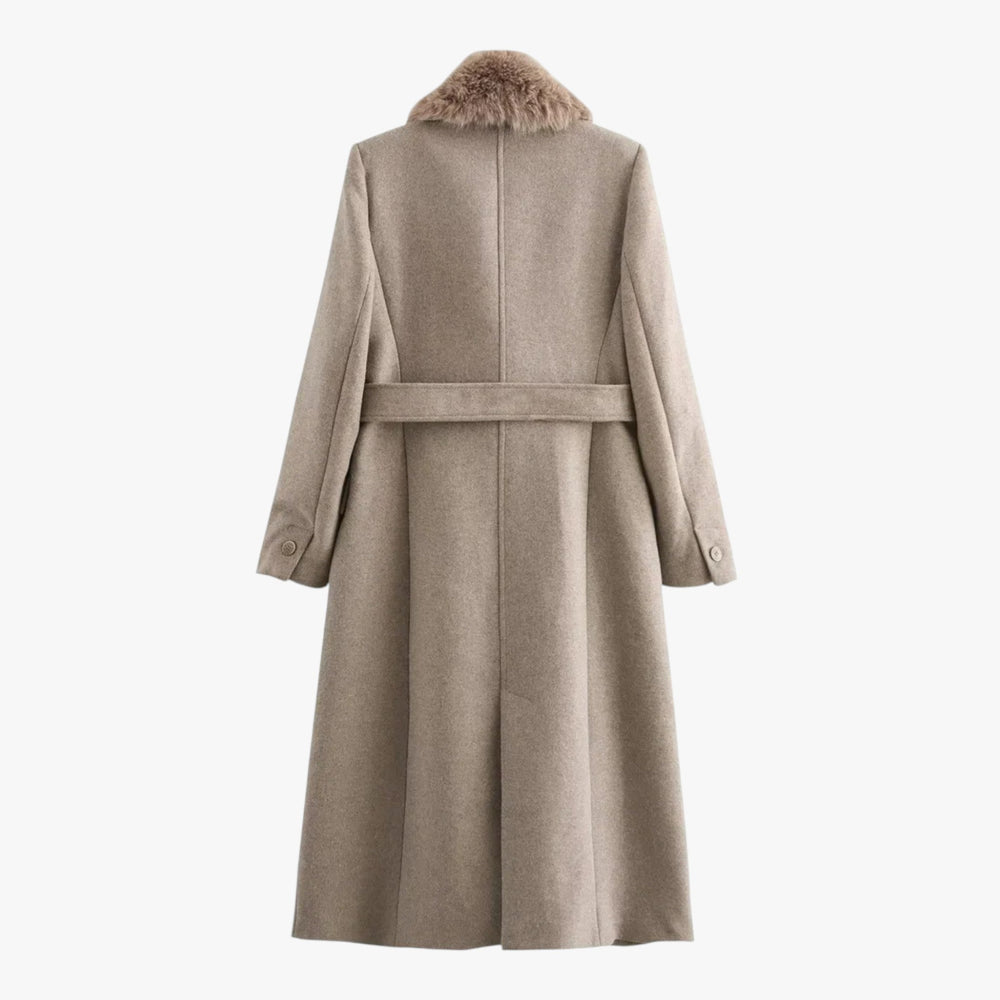 Evangeline | Women's Faux Collar Belted Winter Coat