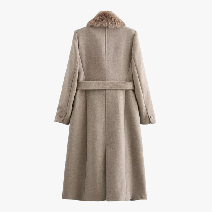 Evangeline | Women's Faux Collar Belted Winter Coat