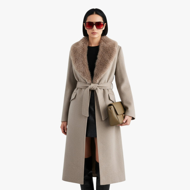 Evangeline | Women's Faux Collar Belted Winter Coat