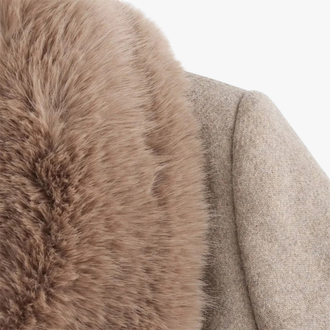 Evangeline | Women's Faux Collar Belted Winter Coat