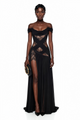 Josephine | Women's Dildar Black Cross Front Maxi Dress with Panels (Final -US Only)