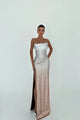 Merewen | Women's Strapless Sequin Maxi Dress with Leg Slit