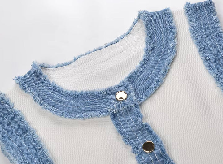 Aileen | Women's Sleeveless Dress with Denim Trim