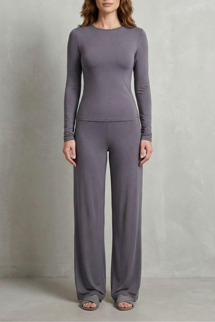 Roseanne | Women's Élan Sleek Simplicity Pure Color Wide-Leg Pants Suit
