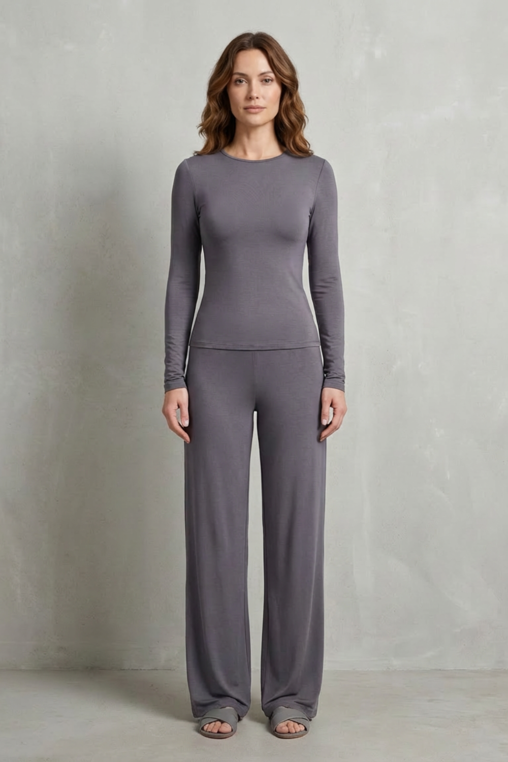 Roseanne | Women's Élan Sleek Simplicity Pure Color Wide-Leg Pants Suit