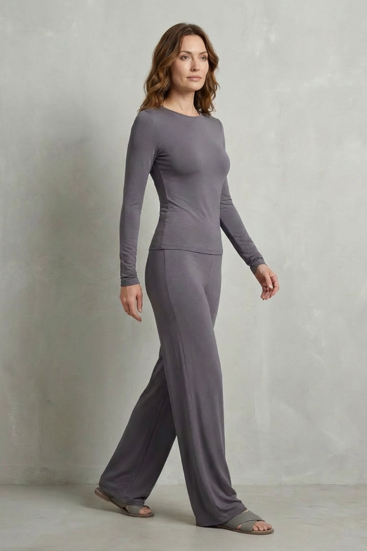 Roseanne | Women's Élan Sleek Simplicity Pure Color Wide-Leg Pants Suit