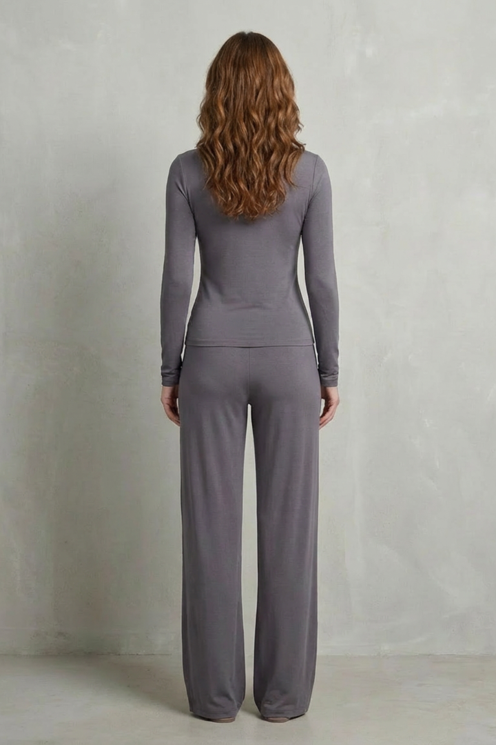 Roseanne | Women's Élan Sleek Simplicity Pure Color Wide-Leg Pants Suit