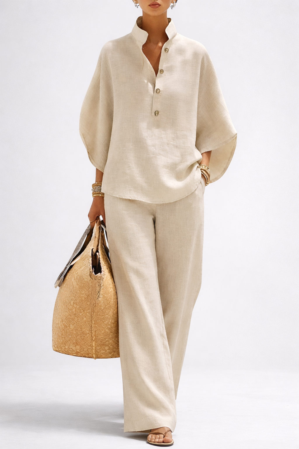 Vienna | Women's Elegant Wide Leg and Collar 2 Piece Set