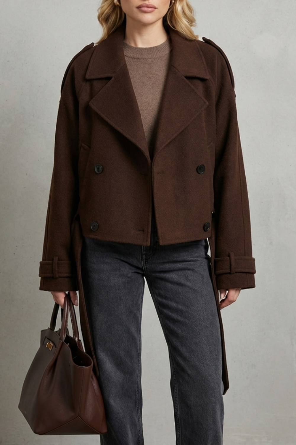 Constance | Women's Élise Double-breasted French Woolen Jacket Cropped City Coat