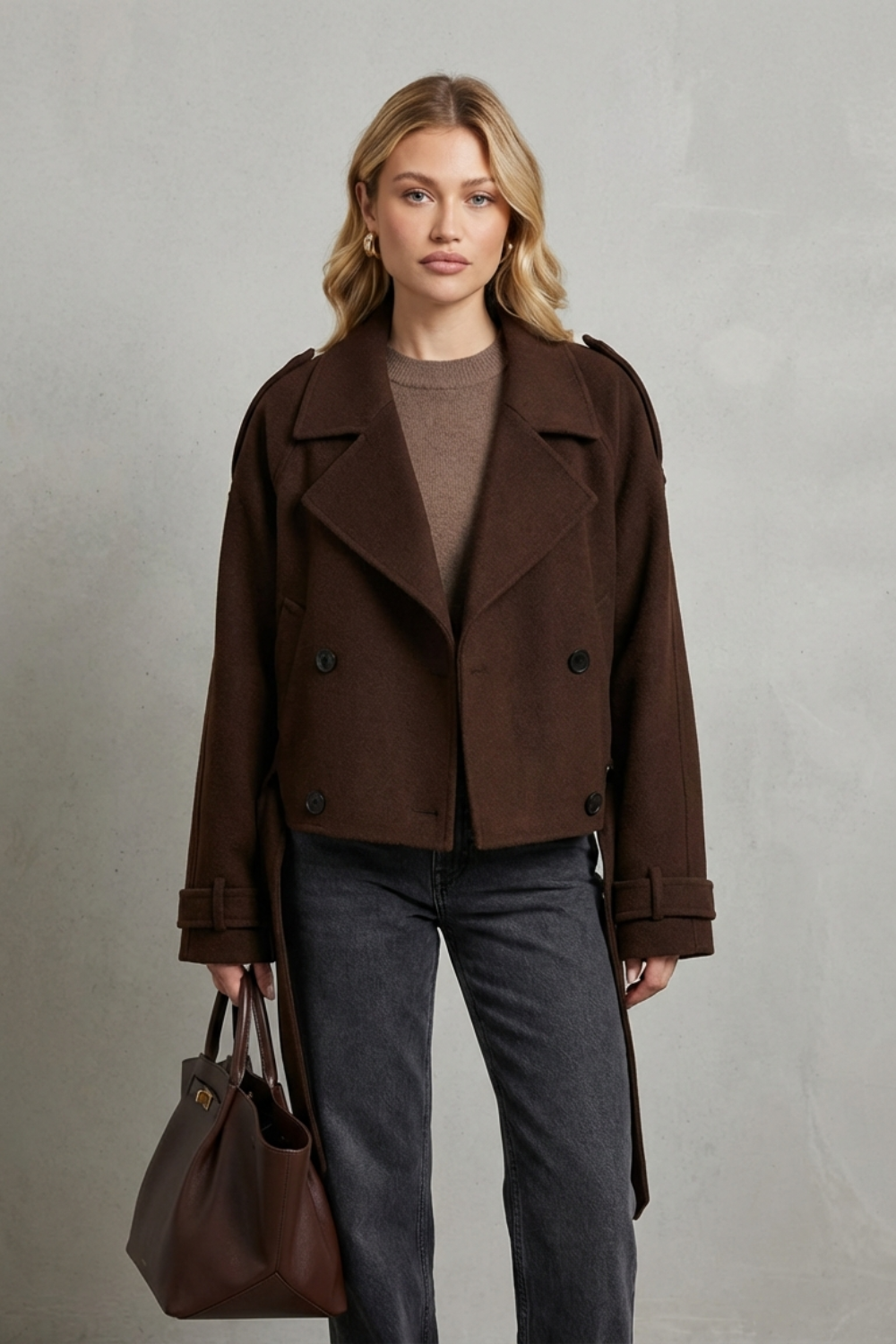 Constance | Women's Élise Double-breasted French Woolen Jacket Cropped City Coat