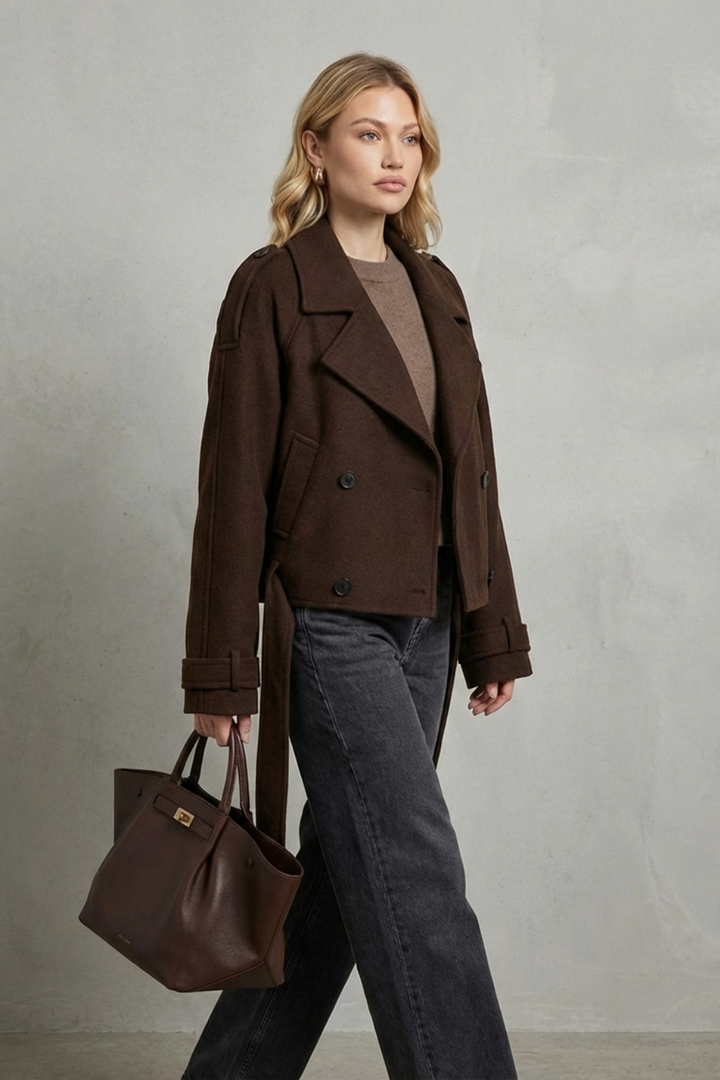 Constance | Women's Élise Double-breasted French Woolen Jacket Cropped City Coat