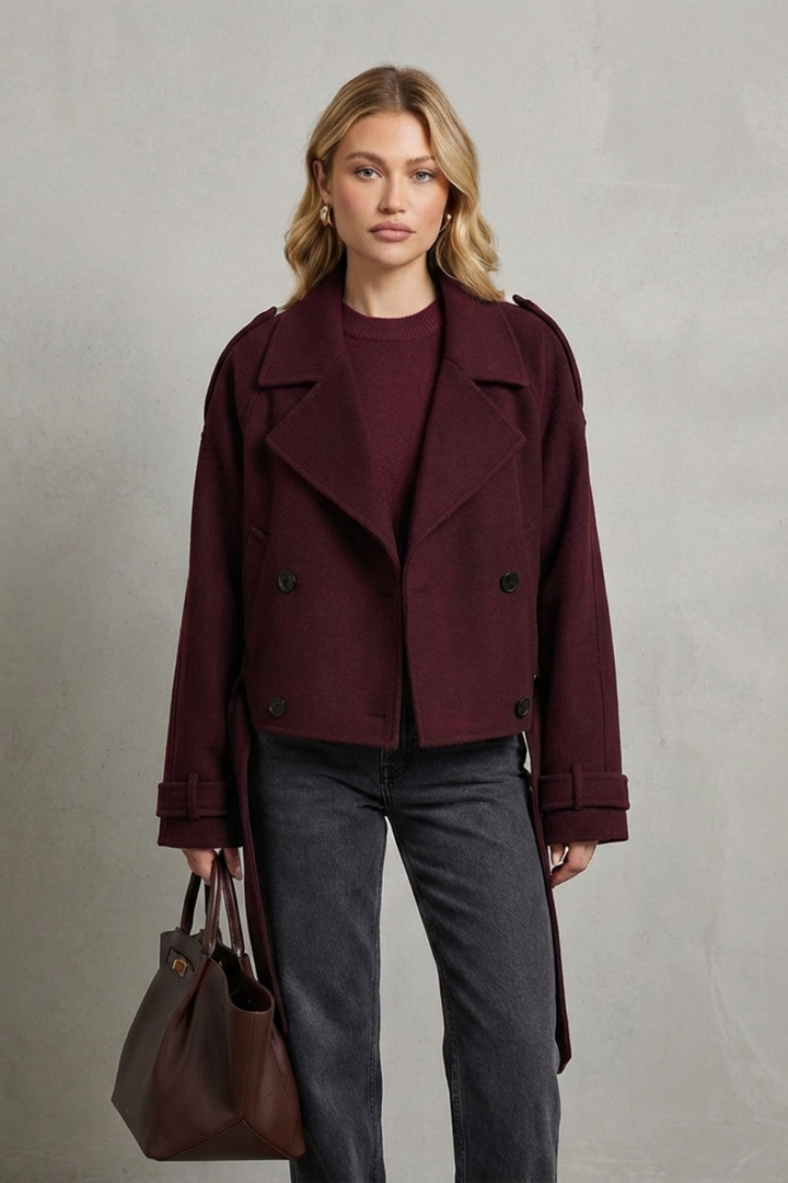 Constance | Women's Élise Double-breasted French Woolen Jacket Cropped City Coat