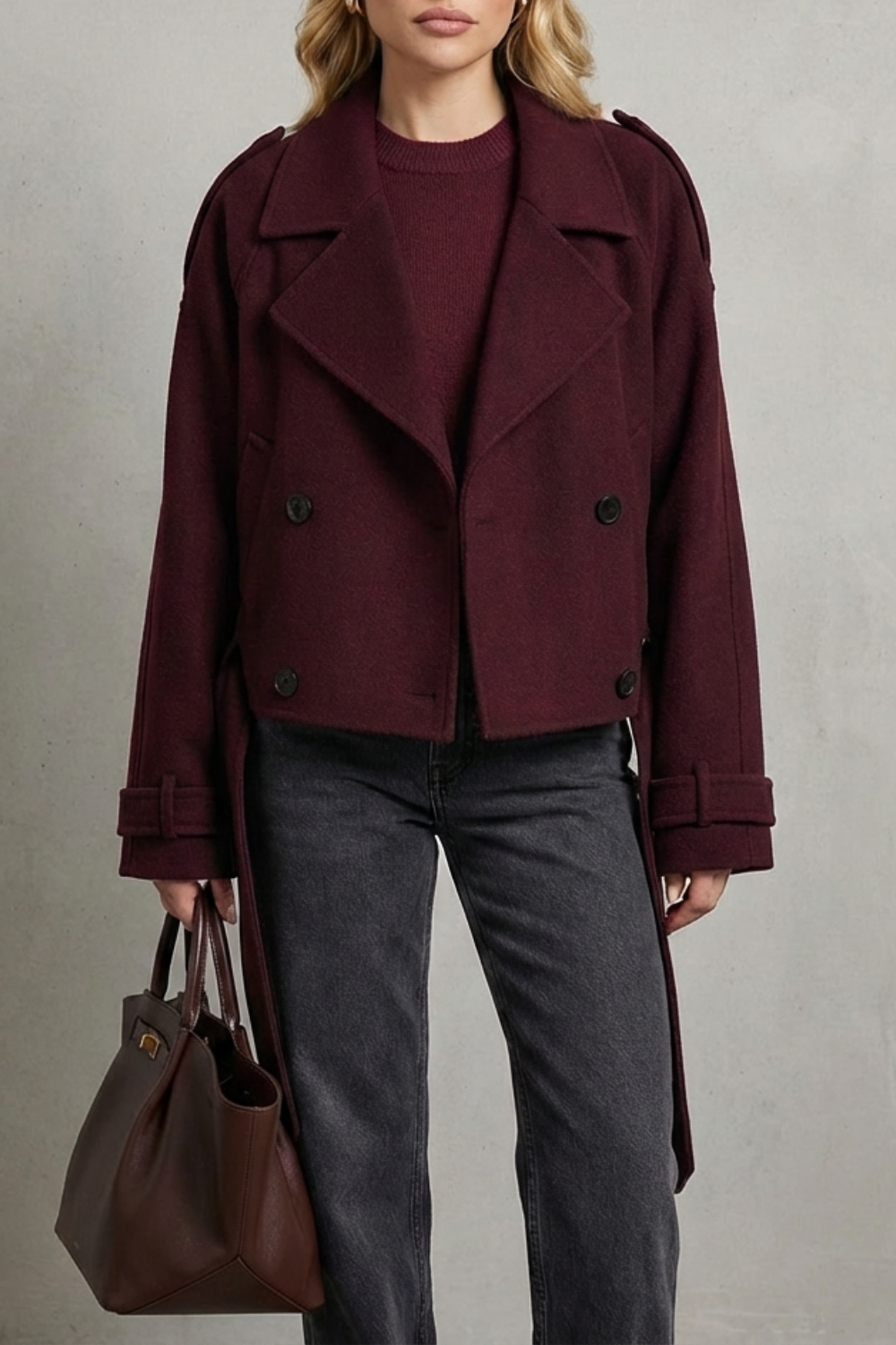 Constance | Women's Élise Double-breasted French Woolen Jacket Cropped City Coat