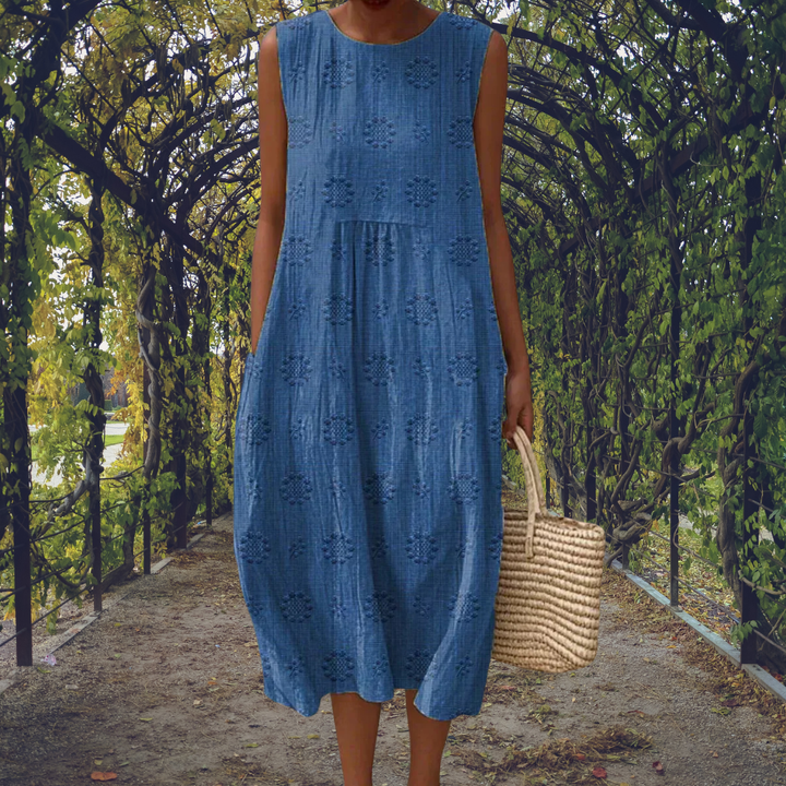 Zephyrine | Women's Sleeveless Embroidered Midi Dress with Round Neck - image 2