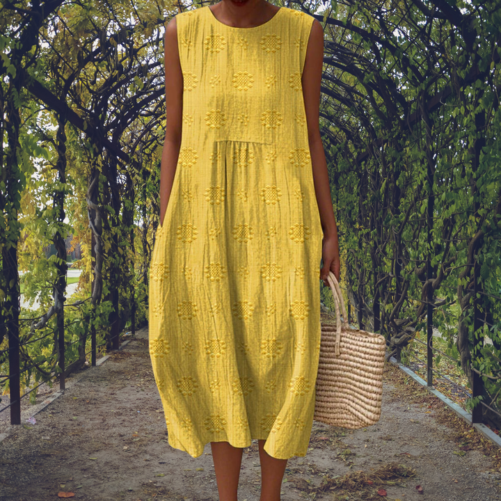 Zephyrine | Women's Sleeveless Embroidered Midi Dress with Round Neck - image 3