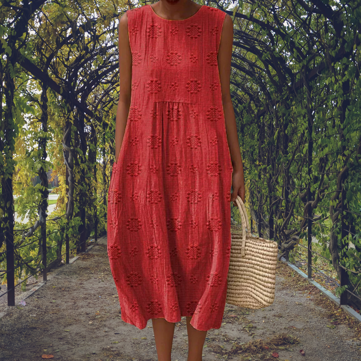 Zephyrine | Women's Sleeveless Embroidered Midi Dress with Round Neck - image 5