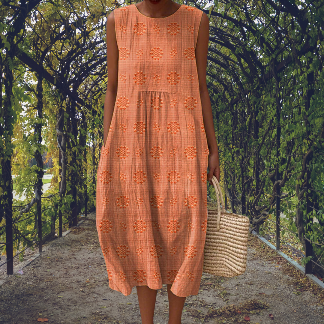 Zephyrine | Women's Sleeveless Embroidered Midi Dress with Round Neck - image 6