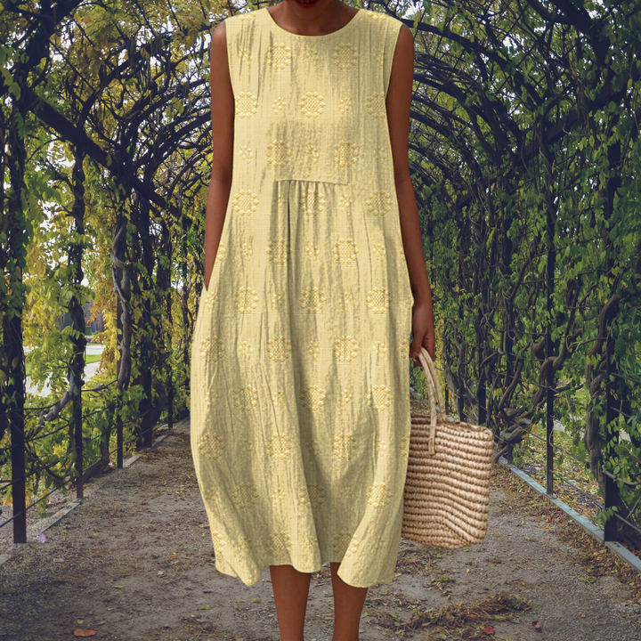 Zephyrine | Women's Sleeveless Embroidered Midi Dress with Round Neck - image 7