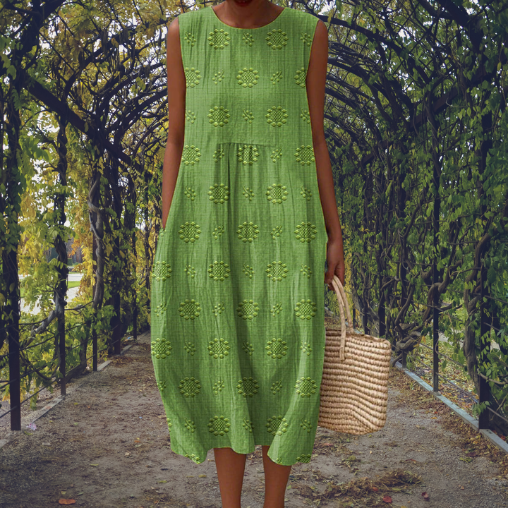 Zephyrine | Women's Sleeveless Embroidered Midi Dress with Round Neck - image 1