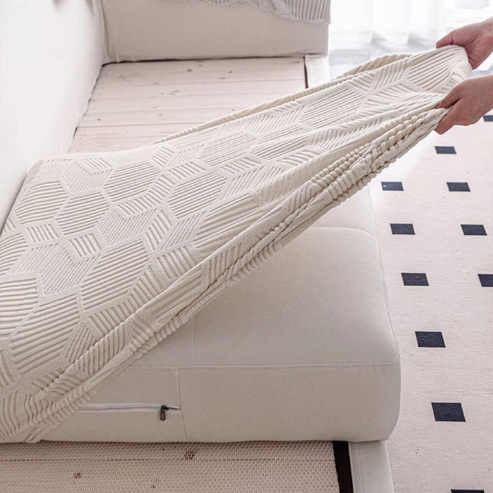 Rye | Honeycomb Jacquard Stretch Sectional Couch Cover - image 3